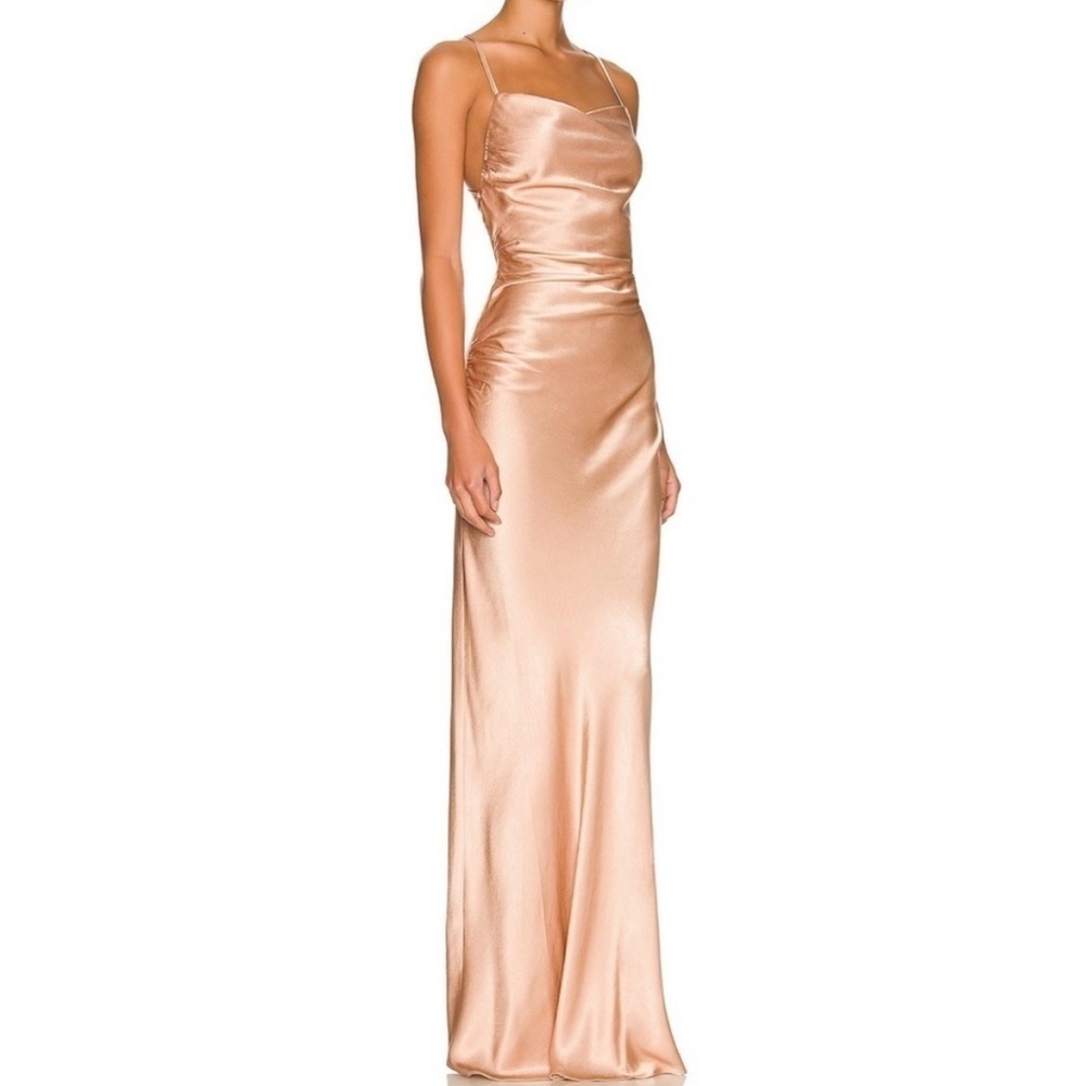 Shona Joy sz 2 La Lune pink champagne strappy gown maxi length great condition